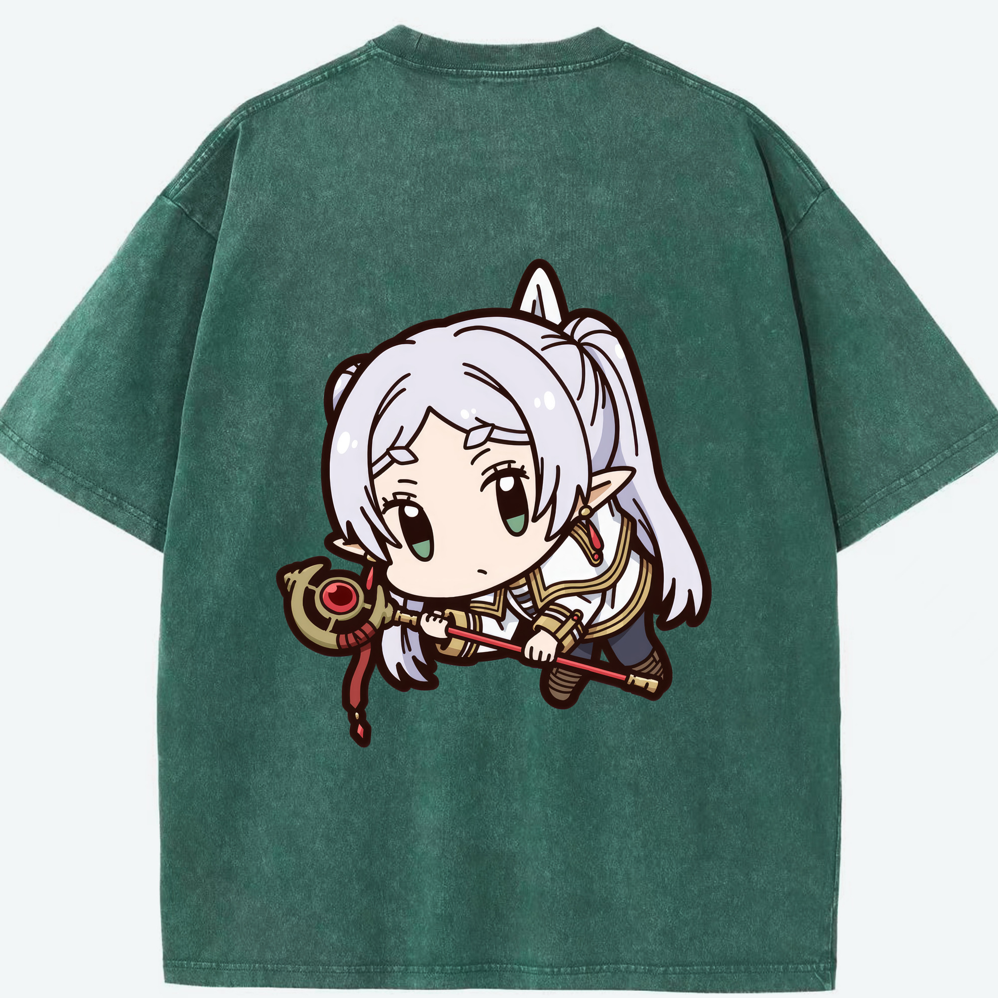 （画像用） 葬送のフリーレン Frieren 綿100% ヴィンテージ風 半袖Tシャツ（背面プリント）